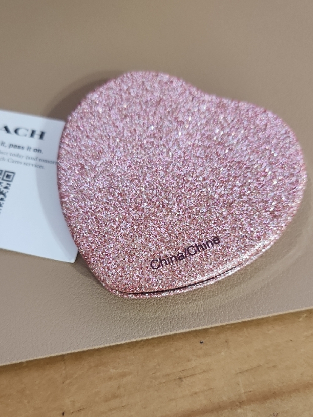 Coach Rose Glitter Heart Compact Mirror - Picture 3 of 4